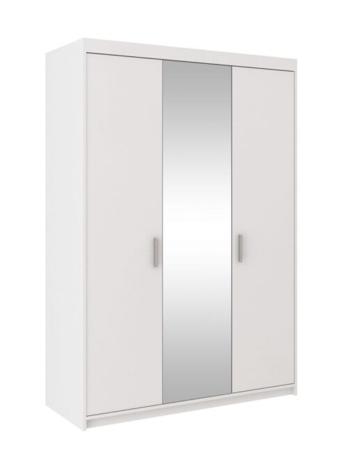 Trijų durų spinta su veidrodžiu Elena 3D balta matinė