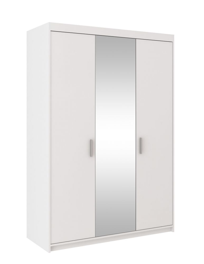 Trijų durų spinta su veidrodžiu Elena 3D balta matinė