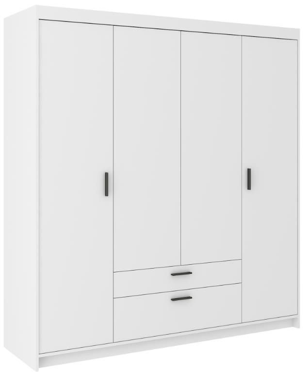 Elena 4D keturių durų spinta, balta matinė