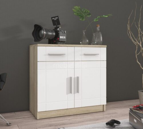 Paris WH 2F2S komoda – balta – sonoma ąžuolas