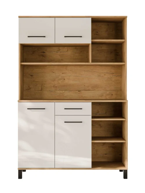 Vigo virtuvės indauja bufetas, balta, blizgi, 120 cm