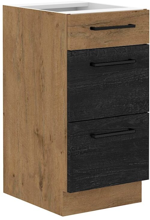 Apatinė spintelė 40 cm stalčiai Quadro 40 D 3S BB Vigo Dark