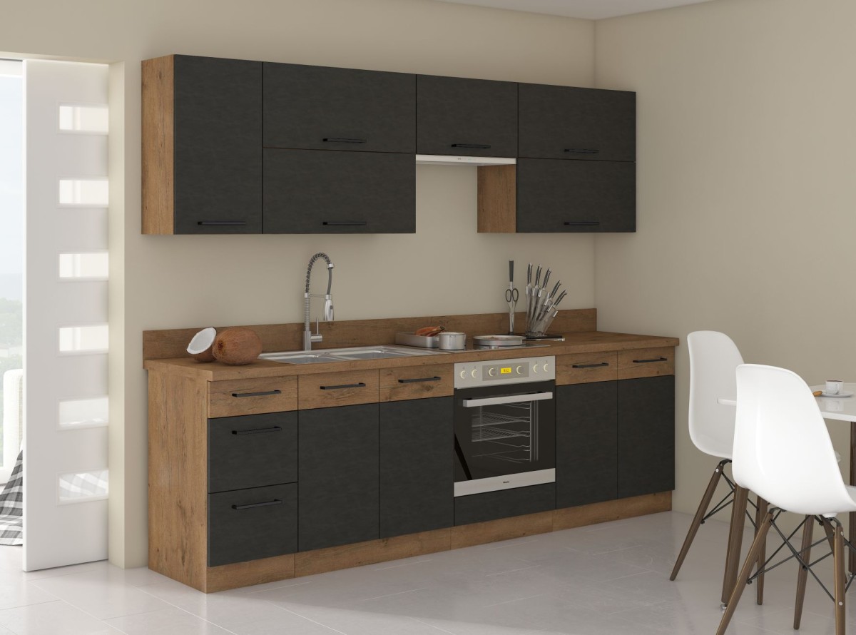 Vigo virtuvė 260 cm grafito matinė