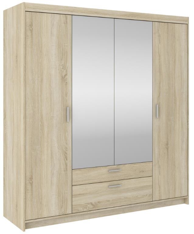 Elena 4D keturių durų spinta su veidrodžiais, Sonoma ąžuolas