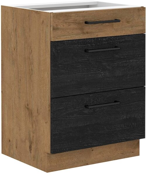 Apatinė spintelė 60 cm su stalčiais Premium Box 60 D 3S BB Vigo Dark