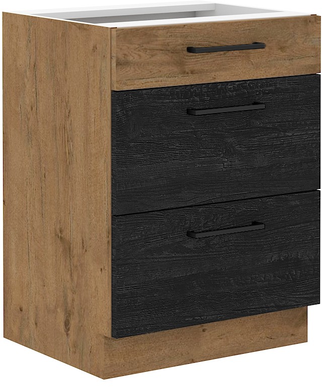 Apatinė spintelė 60 cm su stalčiais Premium Box 60 D 3S BB Vigo Dark