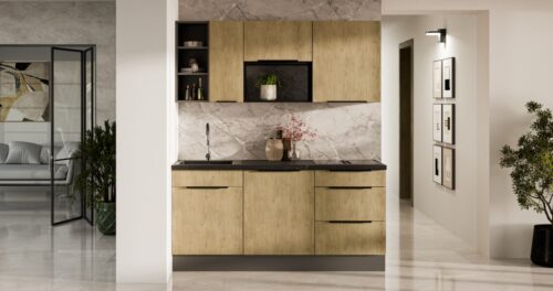 Virtuvės komplektas 180 cm Cremona antracito spalvos, virtuvė 180 cm