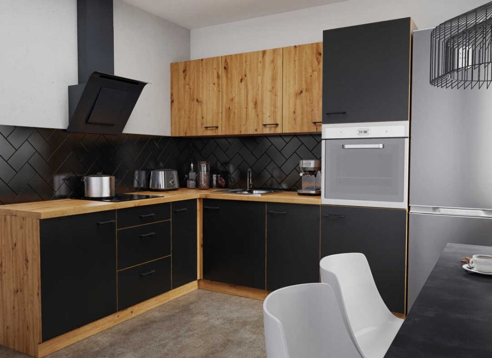 Modenos kampinė palėpės virtuvė 225/225 cm