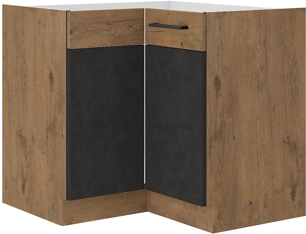 Vigo apatinė kampinė spintelė, matinio grafito spalvos, 90x90 ND 2F BB