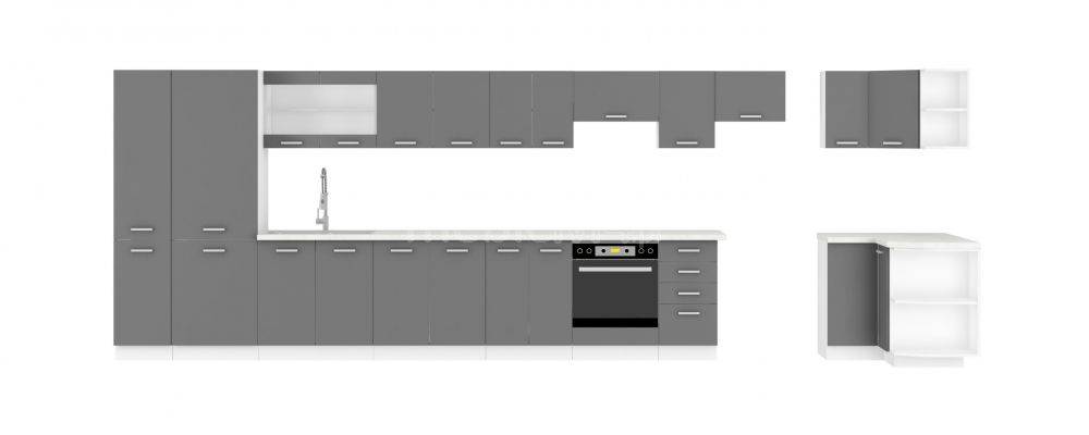 Sonia virtuvė 180 cm pilka blizgi - Paveikslėlis 2