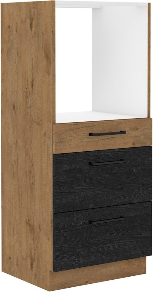 60 cm koloninė spintelė orkaitei, 60 stalčių DPS-145 3S BB Vigo Dark