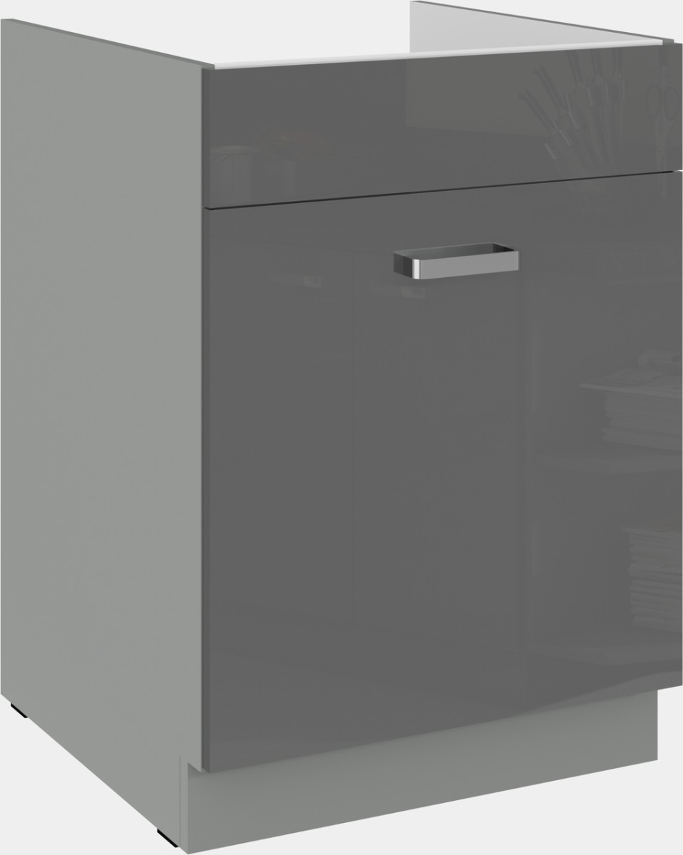 Apatinė spintelė 60 cm, kriauklės stalčius, pilka, 60 ZL 1S BB, PREMIUM BOX