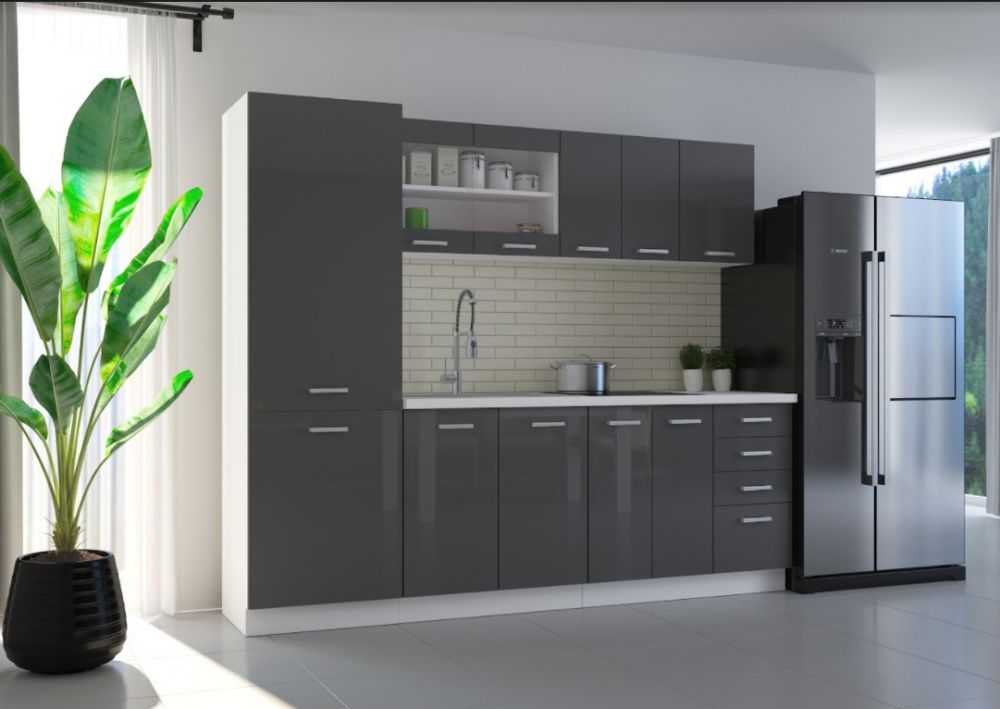 Sonia virtuvė 240 cm pilkai blizgi