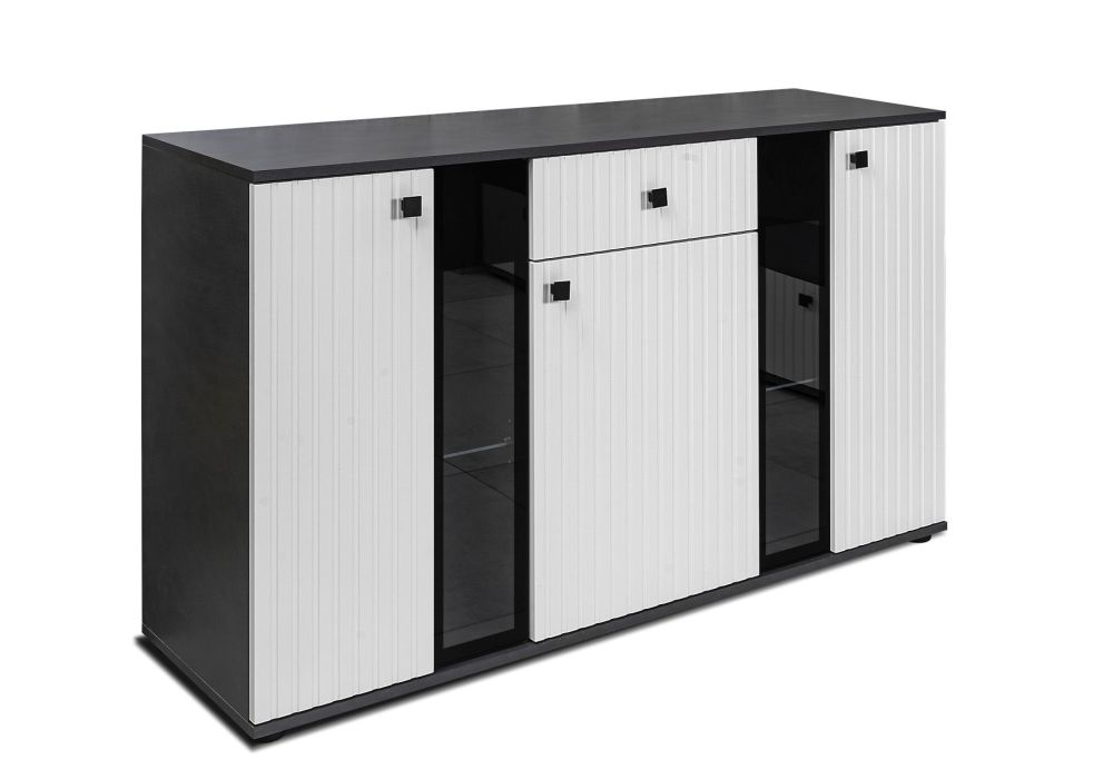 Salsa MDF komoda, balta/medžiaginė - AKCIJA