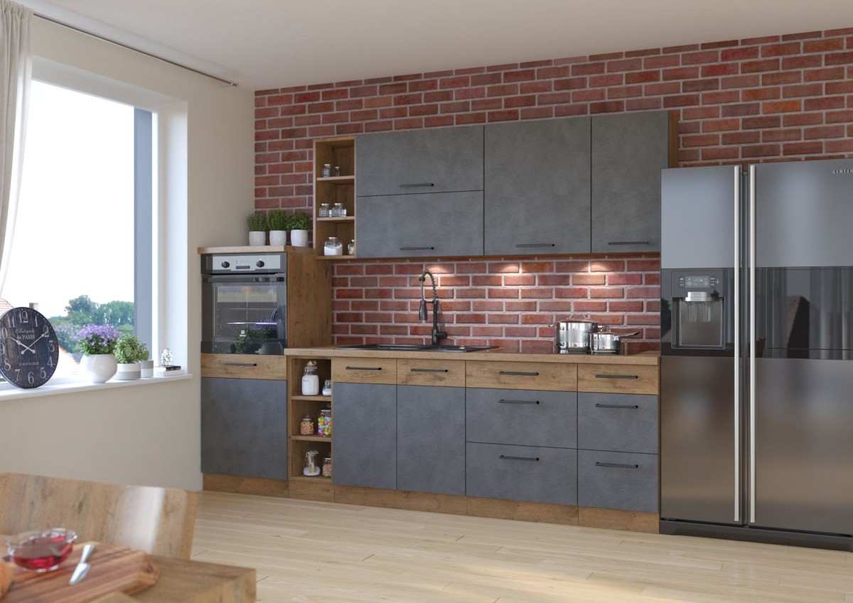 Vigo virtuvė 270 cm grafito matinė