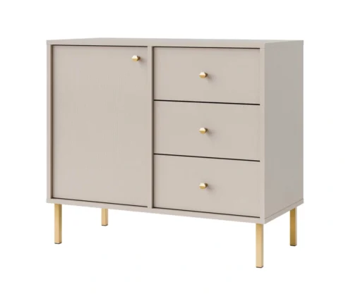 Komoda „Tokyo 1F3S“ su spintele ir stalčiais, smėlio spalvos