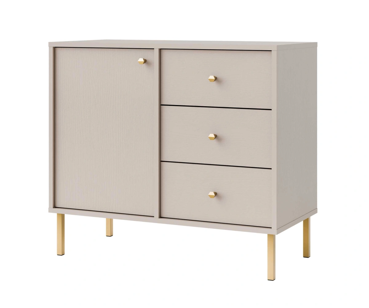 Komoda „Tokyo 1F3S“ su spintele ir stalčiais, smėlio spalvos