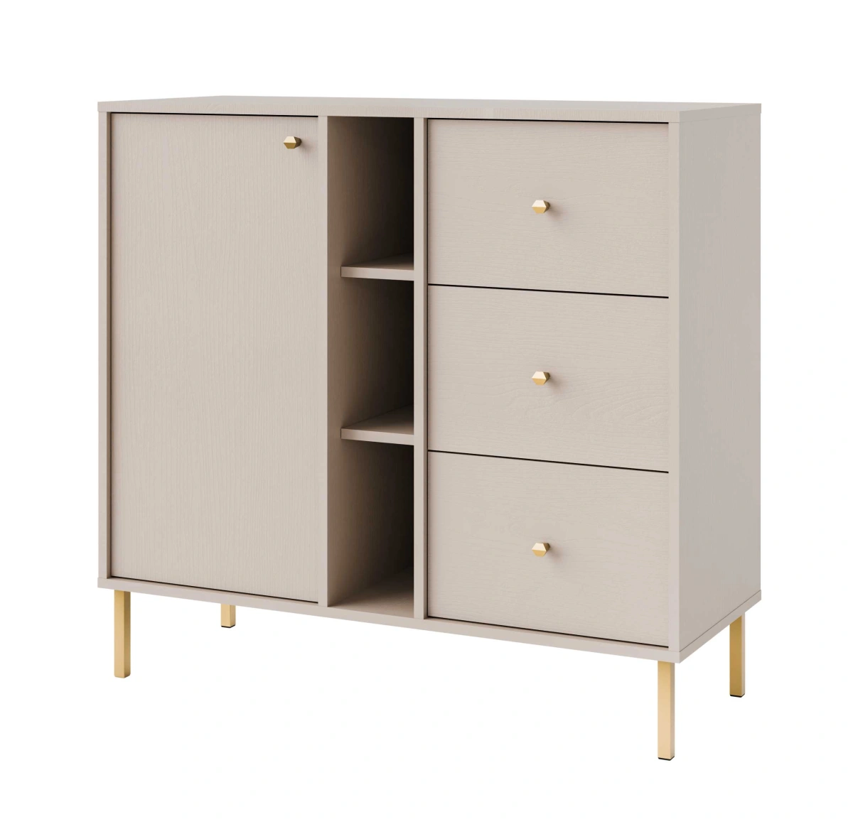 Komoda „Tokyo 1F3S“ su spintele ir nišomis, smėlio spalvos