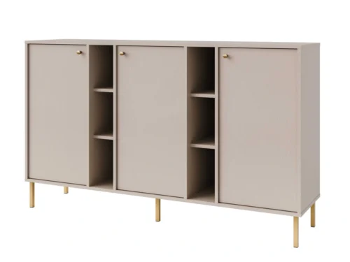 Komoda „Tokyo 3F“ su spintelėmis ir nišomis, smėlio spalvos