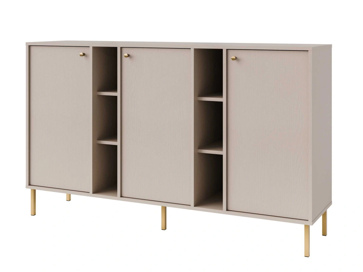 Komoda „Tokyo 3F“ su spintelėmis ir nišomis, smėlio spalvos