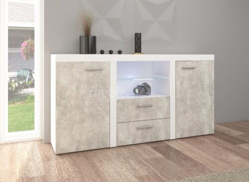 Rumba komoda, šviesaus betono – baltos spalvos