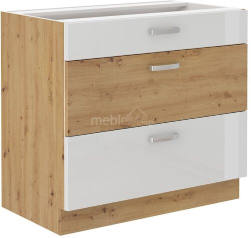 Artisan balta blizgi apatinė spintelė su stalčiais 80 D 3S BB