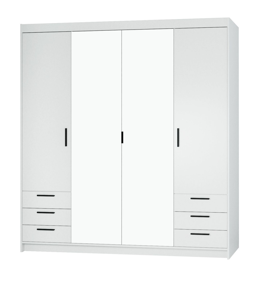 Spinta su veidrodžiais ir stalčiais Elena 4D 6S - veidrodis baltas matinis