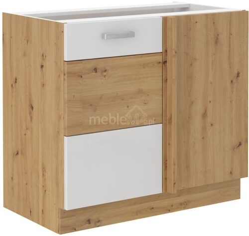 „Artisan“ apatinė kampinė spintelė, balta blizgi, 105 ND 1F BB