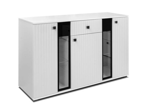 Salsa MDF komoda, lamelės, balta/balta – AKCIJA