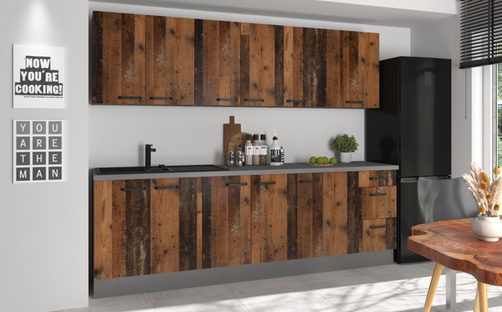 Virtuvės baldų komplektas 260 cm, senovinio stiliaus