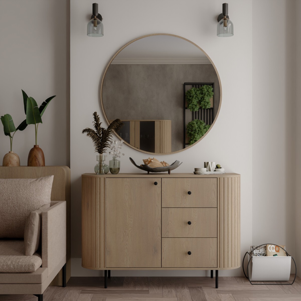 Apvalus veidrodis 701 Ovalio cremona ąžuolas — изображение 6