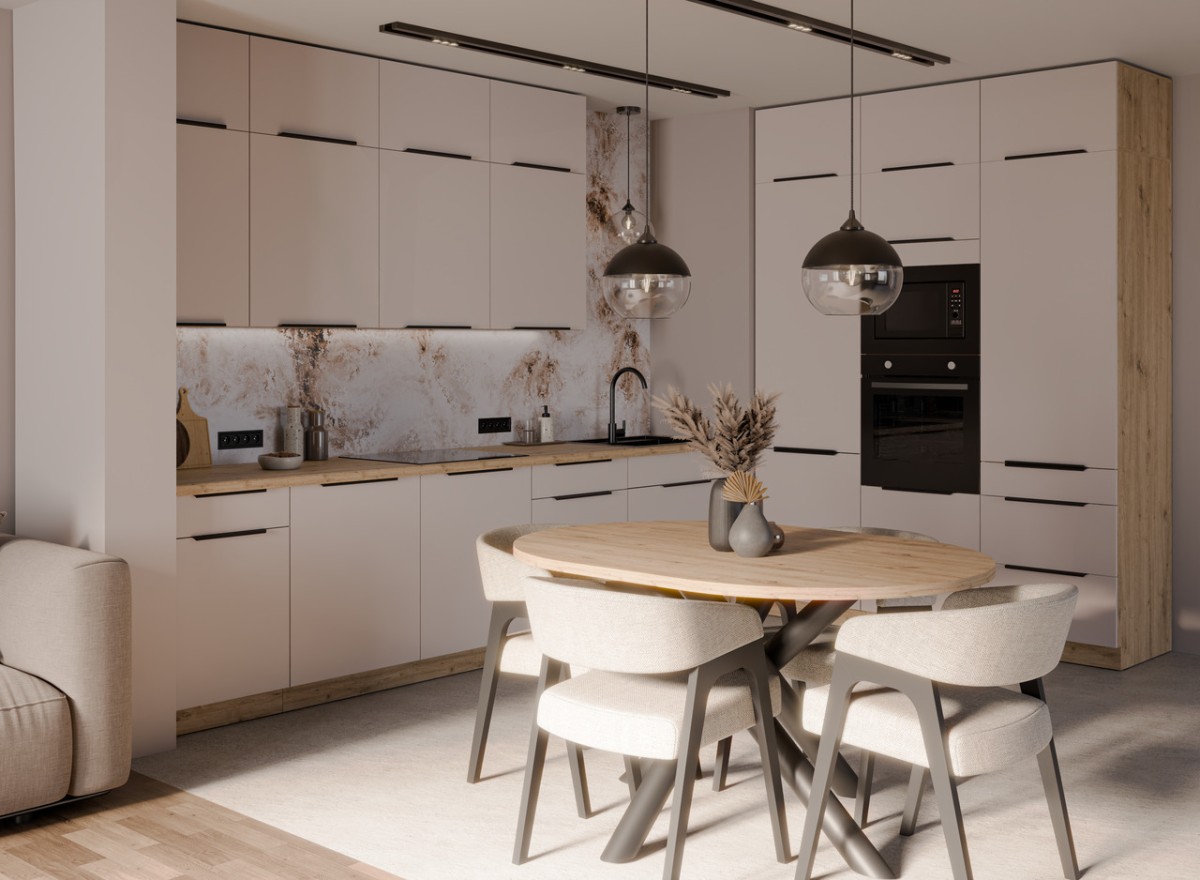 Virtuvės komplektas 310 + 180 cm „Solea“ kašmyro spalvos, virtuvė 310 + 180 cm