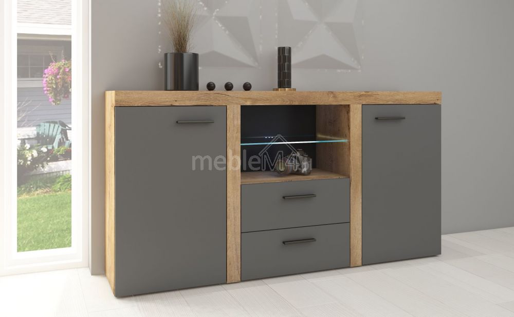 Rumba grafito komoda - Lefkas ąžuolas