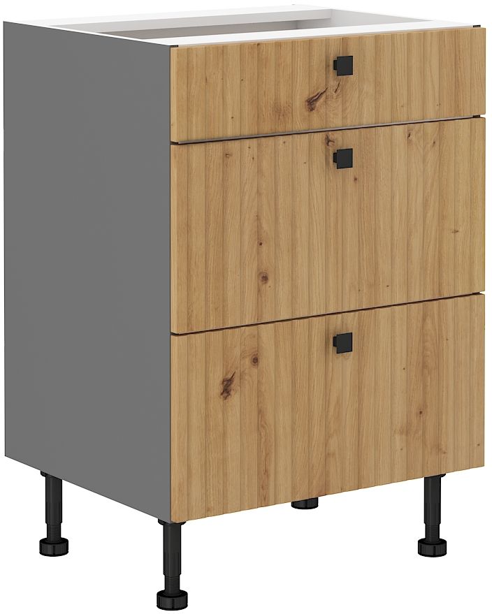 Apatinė spintelė 60 cm su stalčiais Ava 60D 3S BB