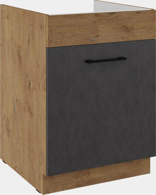 Apatinė spintelė 60 cm, kriauklė, stalčius, Vigo grafito matinė spalva, 60 ZL 1S BB PREMIUM BOX