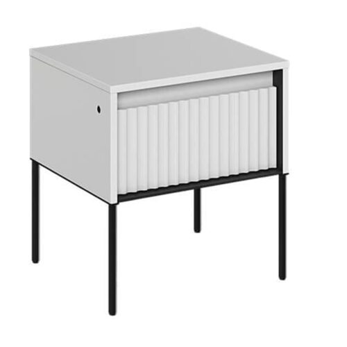 TREND 10 frezuotų naktinių staliukų komplektas | Balta, juodos kojelės