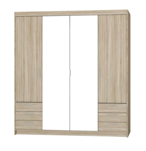 Elena 4D 6S spinta su veidrodžiais ir stalčiais – Sonoma ąžuolo veidrodis