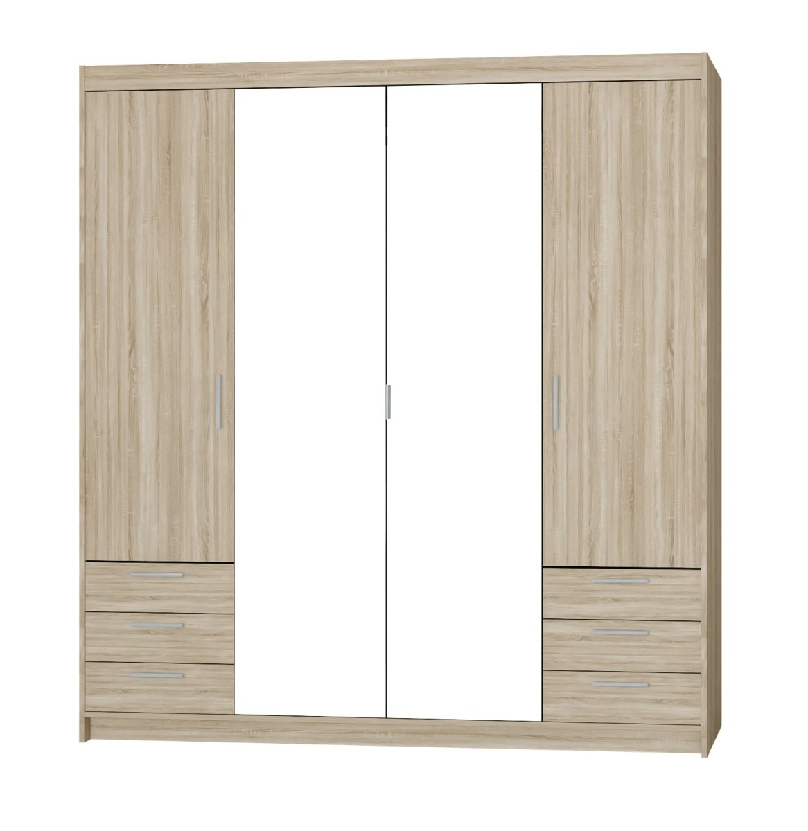 Elena 4D 6S spinta su veidrodžiais ir stalčiais – Sonoma ąžuolo veidrodis