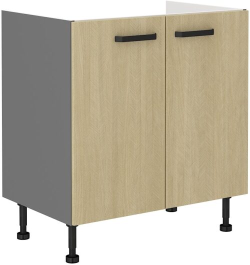 Apatinė spintelė 80 cm, „Scandi“ kriauklė „eglutės raštu“ 80ZL 2F BB