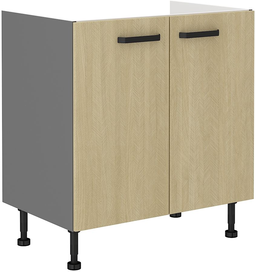 Apatinė spintelė 80 cm, „Scandi“ kriauklė „eglutės raštu“ 80ZL 2F BB