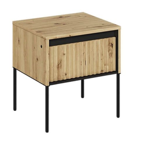 TREND 10 frezuotas naktinis staliukas | Artisan ąžuolas, juodos kojelės | GREITAS PRISTATYMAS