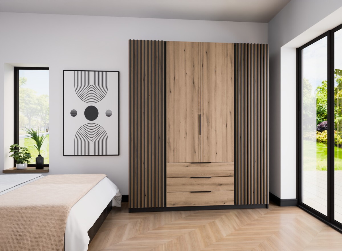 Kaja BL/EV-BL 2 keturių durų spinta su 2F 3S grotelėmis