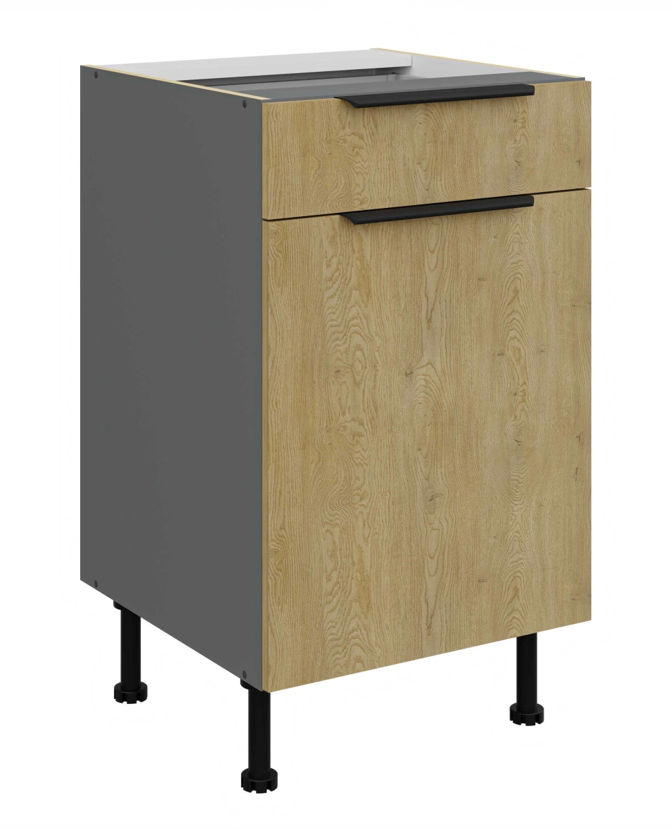 Apatinė spintelė 50 cm su stalčiumi, Cremona, antracito spalvos, 50 D 1F 1S BB