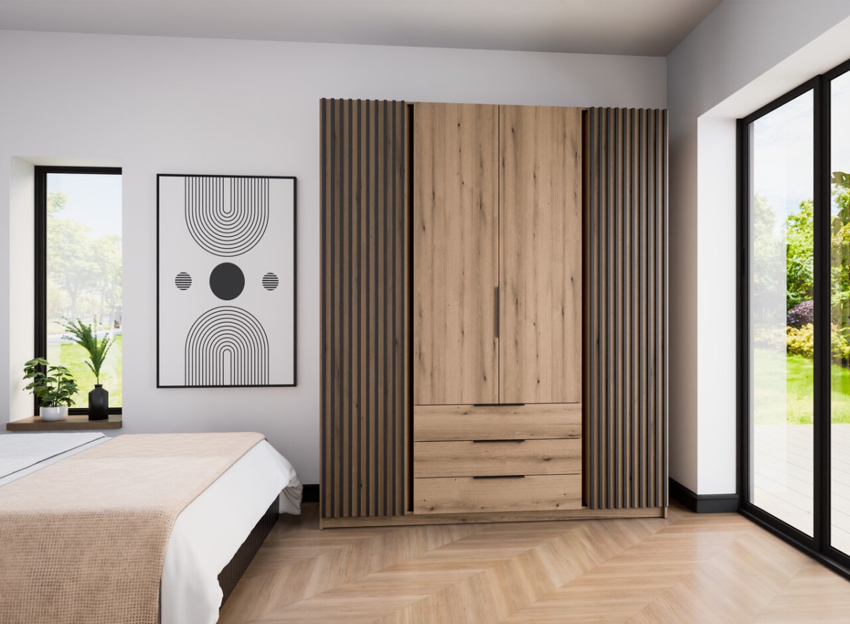 Keturių durų spinta „Kaja EV/EV-BL 2“ su 2F 3S grotelėmis