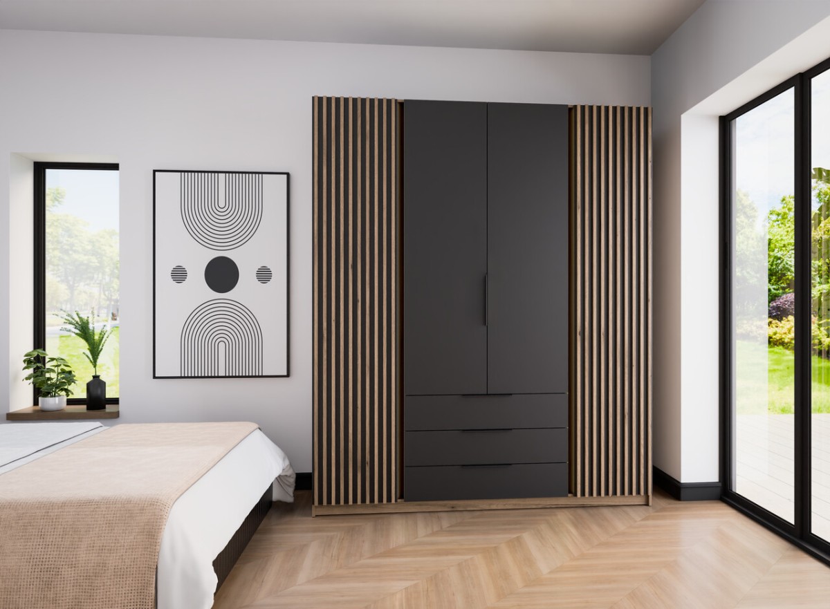 Keturių durų spinta „Kaja EV/BL-EV 2“ su 2F 3S grotelėmis