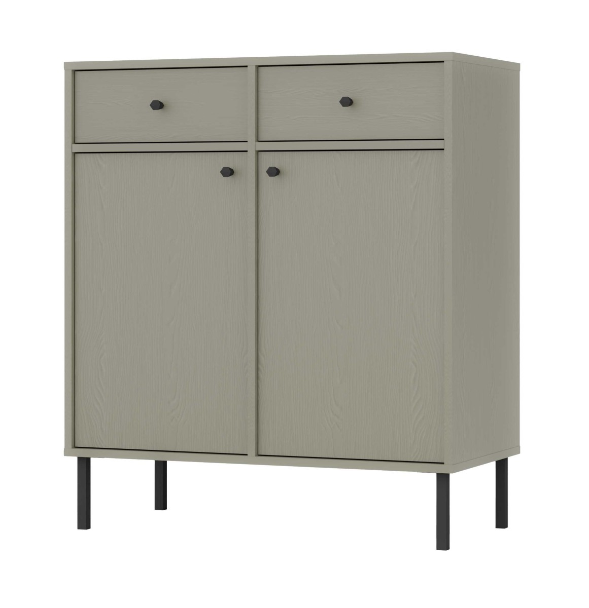 „Tokyo 2F2S“ eukalipto spalvos komoda su spintelėmis ir stalčiais