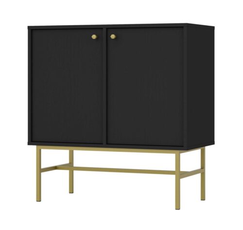 Juoda komoda „Tokyo 2F“ su spintelėmis