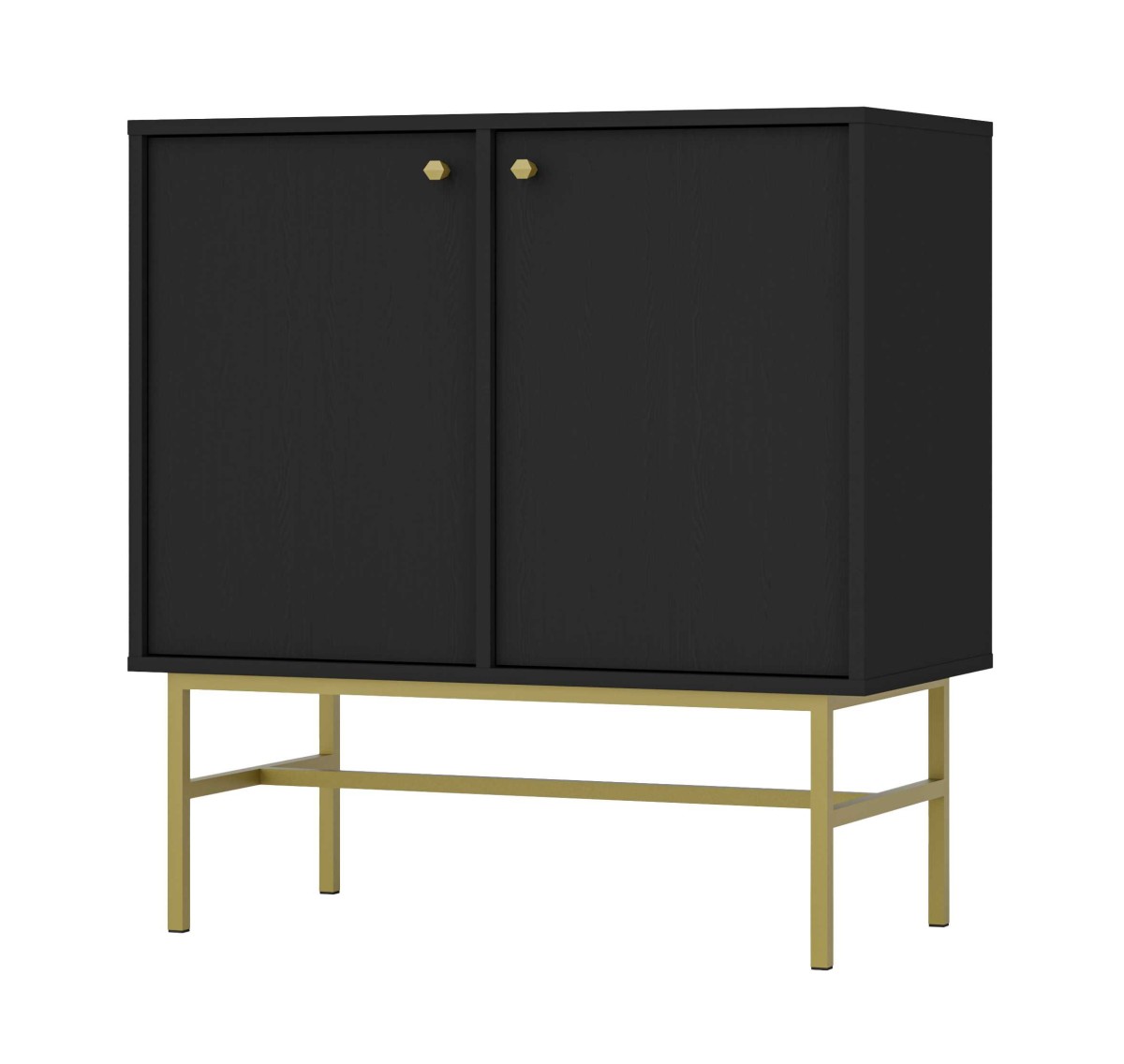 Juoda komoda „Tokyo 2F“ su spintelėmis