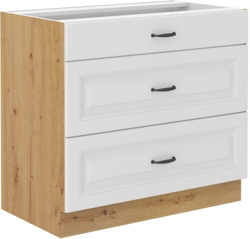 Apatinė spintelė 80 cm su stalčiais Stillo artisan/balta 80 D 3S BB