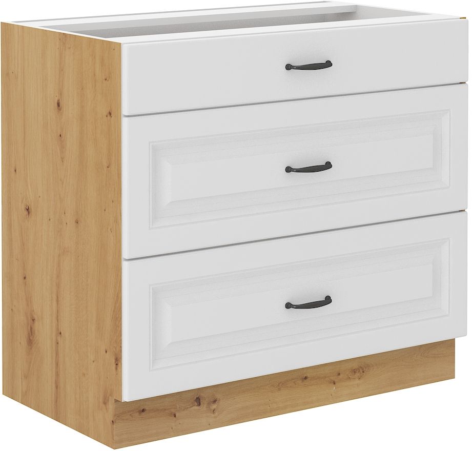 Apatinė spintelė 80 cm su stalčiais Stillo artisan/balta 80 D 3S BB